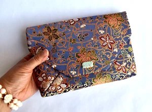 Japanese Silk Brocade Purse with Antique Chinese Green Jadeite Jade Button - Picture 1 of 8