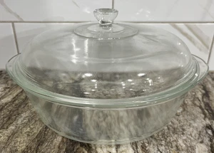 Glasbake Clear Glass 3Qt Baking Casserole Bowl Dish with Lid J2605 Vintage 🇺🇸 - Bild 1 von 24