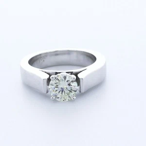 1.2CT NATURAL DIAMOND H/SI1 ROUND CUT PLATINUM FOUR-PRONG CLASSIC SOLITAIRE RING - Picture 1 of 5