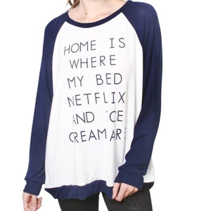 Camiseta Graphics Home Is Where My Bed Netflix And Ice Cream Are manga raglán juego - Imagen 1 de 5