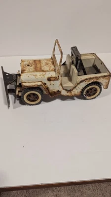 Tonka White Jeep AA Wrecker Truck With Black Snow Plow Vintage 1960s Made In USA - Image 1 of 4