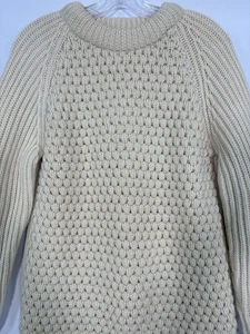 Womens Long Sleeve Vintage Pure New Wool Sweater Size M Made In England Ivory - Picture 1 of 9