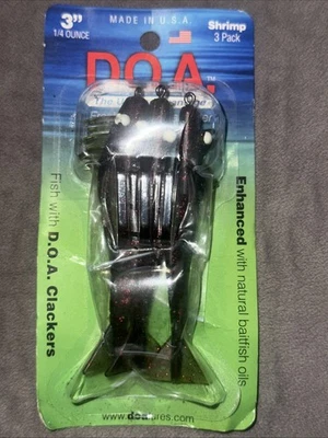 Señuelo de pesca de camarón de 3" paquete de 3 señuelos de camarón DOA 1/4 OZ aceites de cebo de camarón mejorados Foto 1 de 4