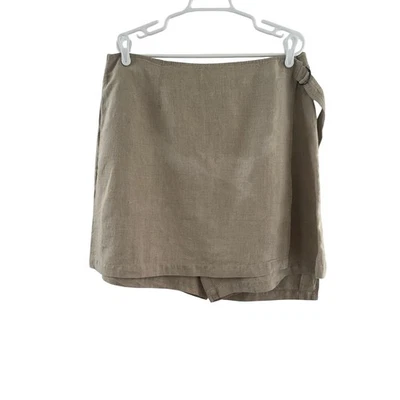 Pantalones Cortos J Jill Skort Mujer 20 Lino Beige Mezcla de Lino Sobreposición Envolvente Cómodos Nuevos Foto 1 de 4