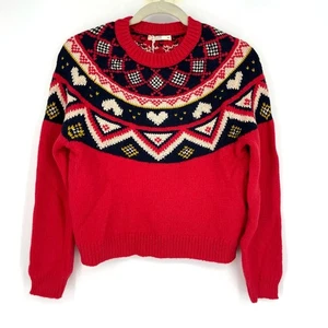 Marine Layer Archive Alpine Red Fair Isle Sweater XS NWT Wool Alpaca Blend - Picture 1 of 6