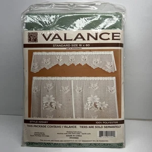 Vintage Lace Valance Scalloped Green Flower 16x60 Style2544V New - Picture 1 of 4
