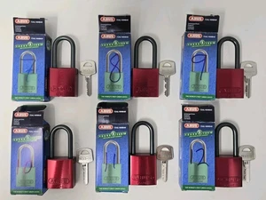 (LOTE DE 6) Candado ABUS 72AL/40HB40, ROJO, 6 Candados Diferentes con Llave, Grabado # - Imagen 1 de 18