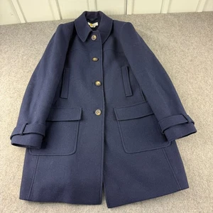 Boden Durham Mantel Damen Größe 14P Marineblau Wollmischung Knopfleiste Smart Jacke - Bild 1 von 14