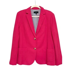 Talbots Womens 16 Pink Cotton Knit Blazer Jacket Stretch Structured Knit Career - Picture 1 of 6