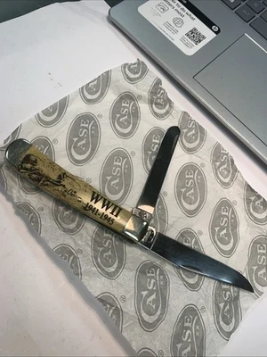 Case Knife Trapper #6254 SS WWII 1941-1945 Brand New No Box White Bone 2013 - Image 1 of 4