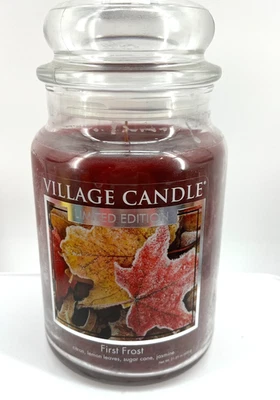 Деревенская свеча ПЕРВЫЙ МОРОЗ большая банка свеча два фитиля осень, осенние листья - Изображение 1 из 2