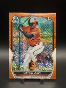 2023 Bowman Chrome Prospects Mishael Deson Orange Shimmer Refractor /25 - Bild 1 von 2