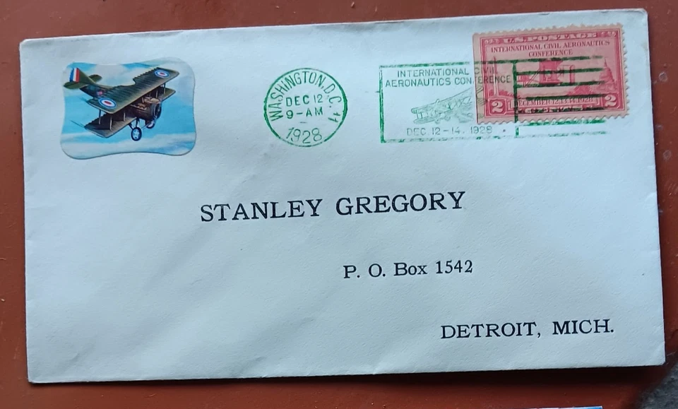 #649 INTERNATIONAL CIVIL AVIATION (#649)  GREEN CANCEL 1928 First Day Cover  FDC - Image 1 of 1