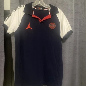 Jordan Paris Saint Germain Taped Polo Shirt Youth Large Blau Kurzarm - Bild 1 von 3