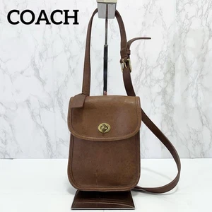 COACH Vintage Crossbody Mini Shoulder Bag Leather Brown Turn Lock From Japan - Picture 1 of 24