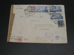 Spain 1944 airmail censored cover to finland stains *23430 - Bild 1 von 2