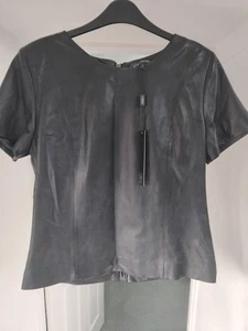Next Bluse Lederoptik schwarz Größe 12 neu mit Etikett - Bild 1 von 4