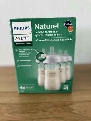 Biberones de vidrio natural Philips Avent con pezones de respuesta natural 4x - 8 oz  Foto 1 de 2
