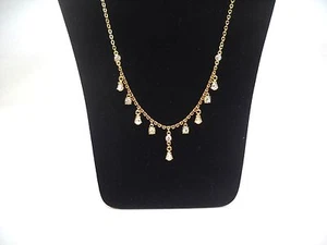 Vintage Austrian Crystal Signed Tears & Rounds Gold-tone Necklace NWOT - Picture 1 of 1