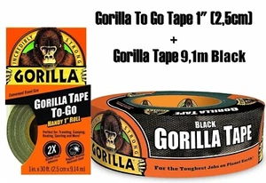 Gorilla Tape Black 9,1m +Gorilla To Go Tape SET Super Stabiles Klebeband schwarz - Bild 1 von 11