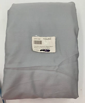 Funda nórdica Pottery Barn de satén de algodón lavado King Cal King gris niebla #N283 Foto 1 de 4