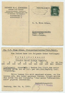 93197 - Postkarte Henry N.C., Joosten, Import und Export - Hamburg 24.4.1928 - Bild 1 von 1