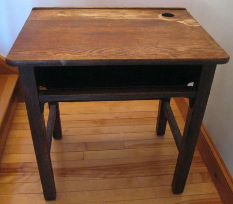 Original Vintage Milton Bradley Oak School Desk Cover