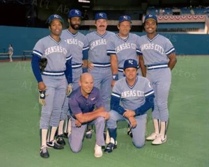 1985 Kansas City Royals Brett Quisenberry Wilson McRae White Photo Print Poster - Picture 1 of 1
