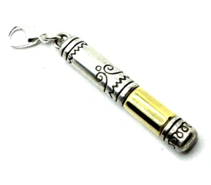 Brighton Esmerelda Gold & Silver Etched Cylinder Clip On Snap Custom Charm - Picture 1 of 4