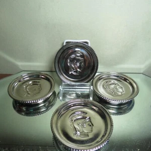 MCM Queen's Lusterware 4 Trojaner spartanischer Kopf silber verblassende Untersetzer - Bild 1 von 9