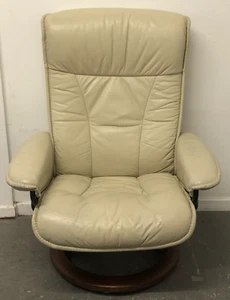 EKORNES STRESSLESS President Chair MEDIUM Cream Leather Recliner Swivel Armchair - Picture 1 of 17