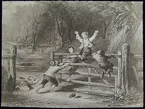 Glass Magic Lantern Slide HAPPY AS A KING C1900 ART COLLINS - Picture 1 of 2