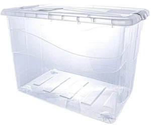 Box mit Deckel und Rollen, 80 L, 62 x 46 x 45 cm, Box/Deckel Transparent, Griffe - Bild 1 von 1
