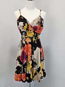 Made in Italy Focus Dress Large Art Print Bubble Hem Stretch Belted - Picture 1 of 13