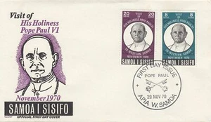 Samoa Scott 337-8 FDC - 1970 Visit of Pope Paul VI - Picture 1 of 1