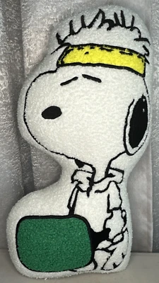 Peanuts Snoopy Pickleball Player Decorative Sherpa Pillow Cartoon Retro - Image 1 of 4