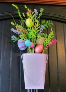 Easter Wall Pocket 19 inch Colorful Eggs and Faux Berries Sparkle - Picture 1 of 2