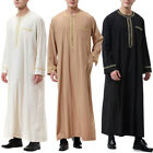 Men Muslim Clothing Robe Long T-Shirt Kaftan Blouse Classic Fashion Zipper Solid
