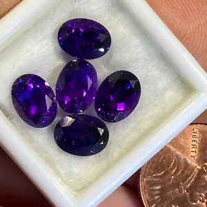 Amethyst Edelstein natürliche facettierte Edelsteine Set Lot 5 oval 6 kt lila afrikanisch 8 x 6 e75 - Bild 1 von 11