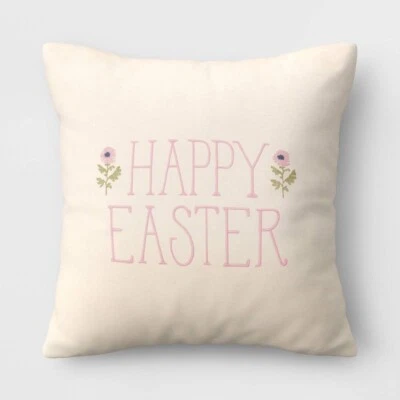 Threshold natural Happy Easter Throw Pillow  Home Decor 18" X 18" floral - Image 1 of 3
