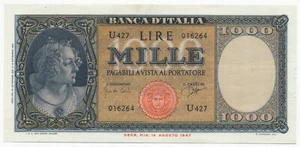 ITALY - 1000 Lire 25. 9. 1961. P88d, aUNC (T122) - Picture 1 of 2