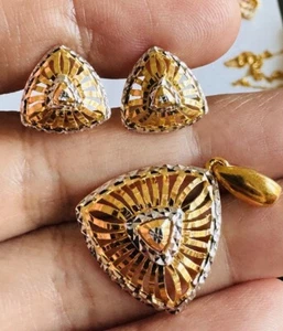 Solid 22CT 22KT 916 Real Fine Gold Set Third Eye Shape Earring Pendant only 6.3g - Picture 1 of 20