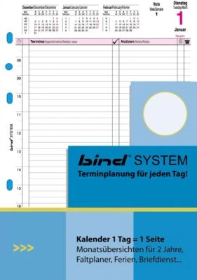bind Einlage DIN A5 Kalender 2026 1 Tag 1 Seite Planer Timer Organizer B550326 - Bild 1 von 2