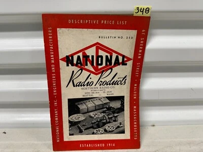 Vintage NATIONAL Radio Products Bulletin NO. 250 Manual Est 1914 - Image 1 of 4