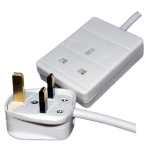 2m 1 Gang Single Way 5A Trailing Socket Mains Power Extension Lead [006424] - Afbeelding 1 van 4