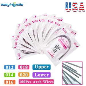 100pcs Dental Orthodontic NITI Arch Wires Elastic Wires Natural  Round Upper/L - Picture 1 of 22