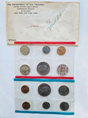 1972-D&P Uncirculated US Mint Coin Set, 11 Coins & Original Government Packaging - Image 1 of 4
