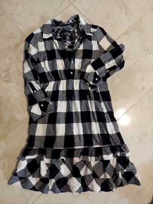 EndedEndedVictoria’s Secret Pink Dress Flannel Small Ruffled Black/White Long  - Image 1 of 4