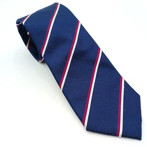Cravatta Charles Tyrwhitt uomo blu rossa righe bianche 100% seta Repp 3" larghezza 59" lunga - Foto 1 di 8