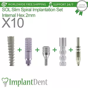 10x Slim Spiral Dental Fixture Full Set Int Hex Connection System 2,0mm Titan - Bild 1 von 11